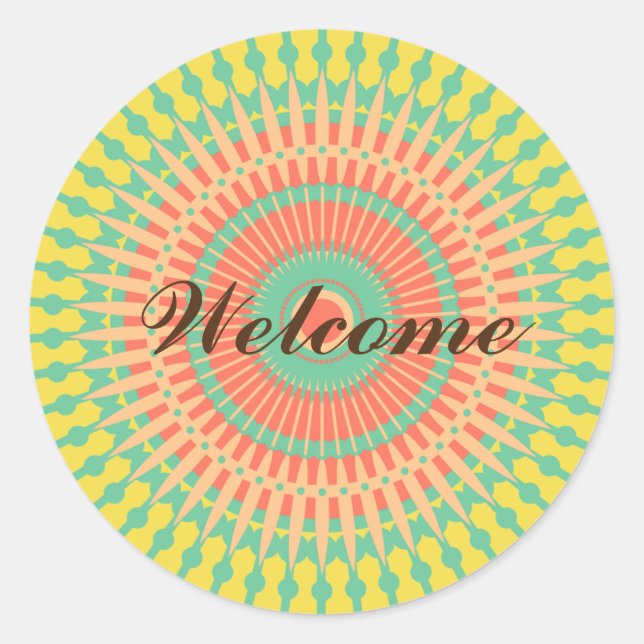 Mandala colourful Indian Morroccan Welcome Classic Round Sticker (Front)