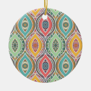Mandala colourful Moroccan ethnic pattern Ceramic Ornament