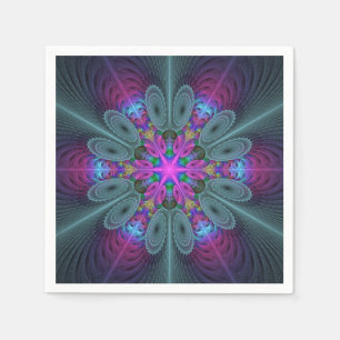 Mandala Colourful Spiritual Fractal Art With Pink Napkin