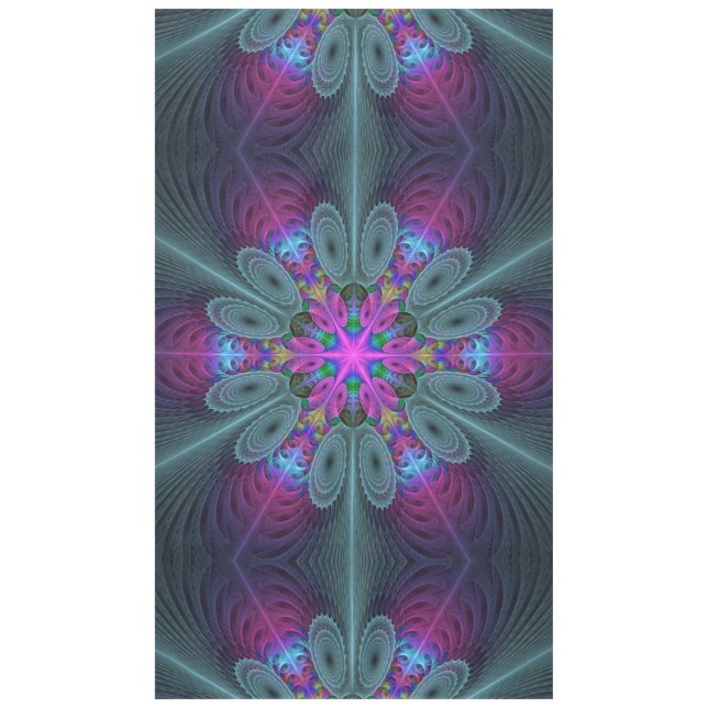 Mandala Colourful Spiritual Fractal Art With Pink Tablecloth (Front)