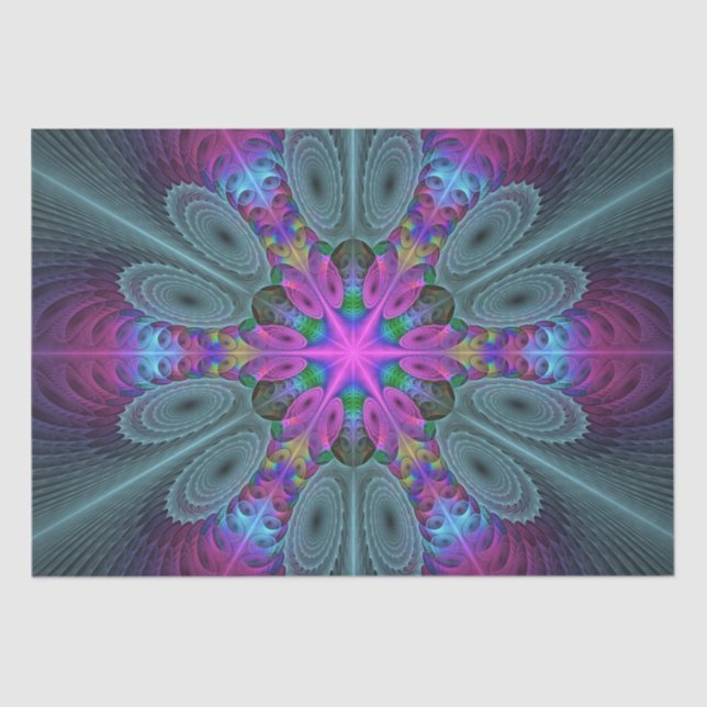Mandala Colourful Spiritual Fractal Art With Pink Tissue Paper (Front)