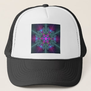 Mandala Colourful Spiritual Fractal Art With Pink Trucker Hat
