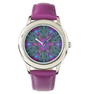 Mandala Colourful Spiritual Fractal Art With Pink Watch