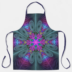 Mandala Colourful Striking Fractal Art Kaleidoscop Apron
