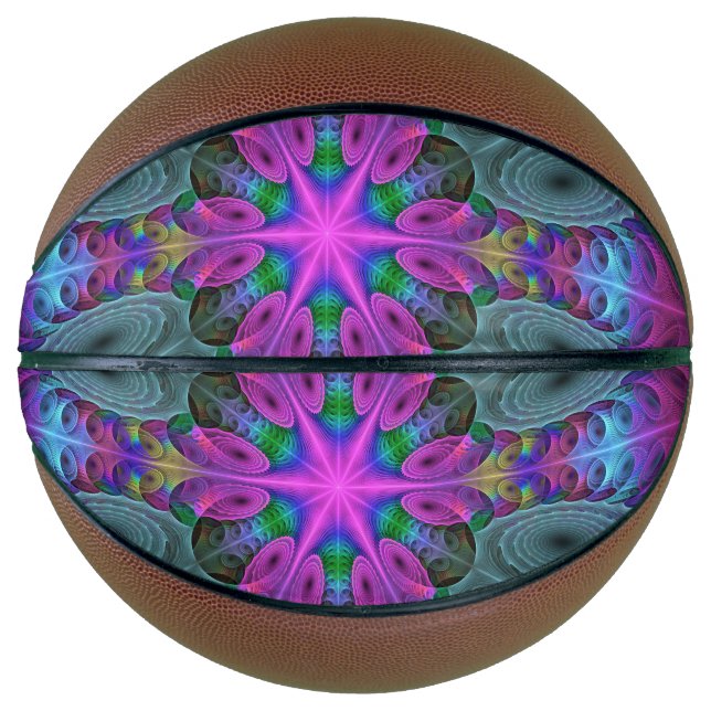 Mandala Colourful Striking Fractal Art Kaleidoscop Basketball (Front)