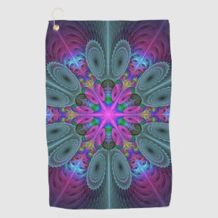 Mandala Colourful Striking Fractal Art Kaleidoscop Golf Towel