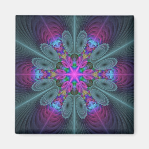 Mandala Colourful Striking Fractal Art Kaleidoscop Magnet