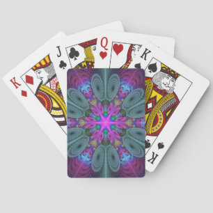 Mandala Colourful Striking Fractal Art Kaleidoscop Playing Cards