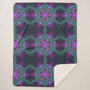 Mandala Colourful Striking Fractal Art Kaleidoscop Sherpa Blanket