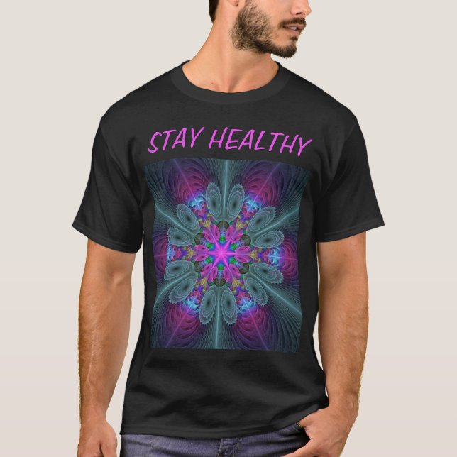 Mandala Colourful Striking Fractal Art Kaleidoscop T-Shirt (Front)