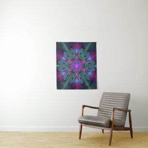 Mandala Colourful Striking Fractal Art Kaleidoscop Tapestry