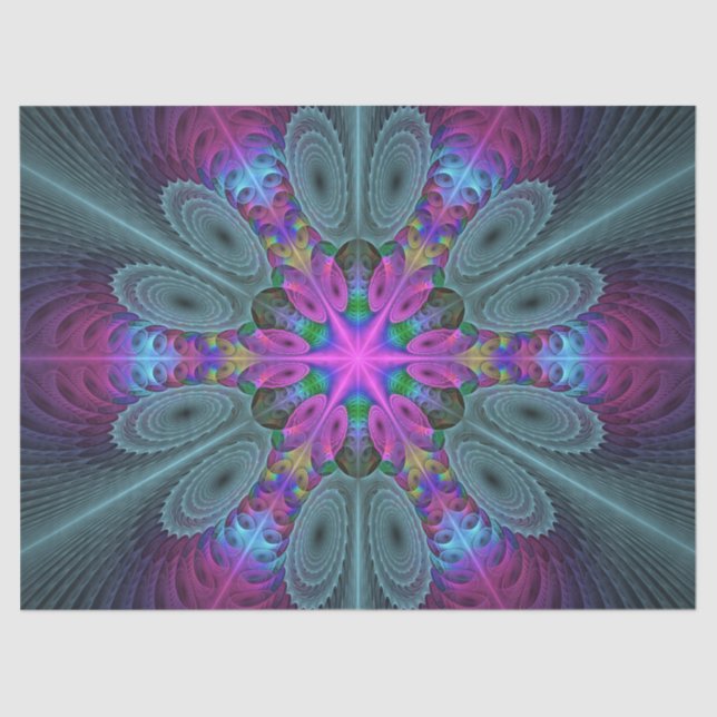 Mandala Colourful Striking Fractal Art Kaleidoscop Tissue Paper (Front)