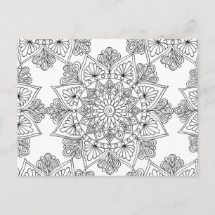 Mandala Colouring Floral Pattern Postcard