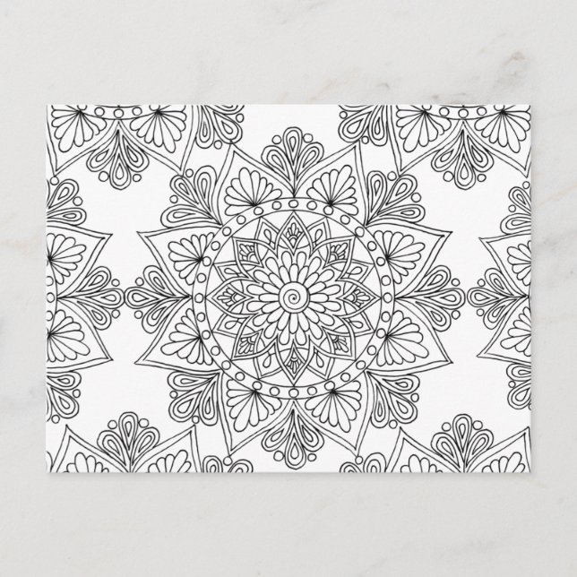 Mandala Colouring Floral Pattern Postcard (Front)