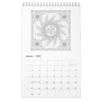 Mandala Colouring Pages Calendar in Black and Whit
