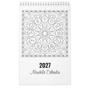 Mandala Colouring Pages Calendar in Black and Whit