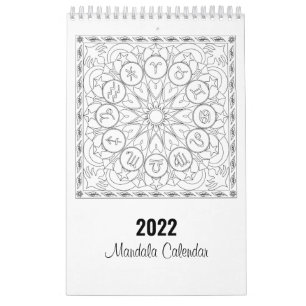 Mandala Colouring Pages Calendar in Black and Whit