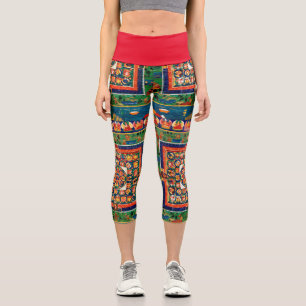 Mandala Cosmic Diagram for Meditation Capri Leggings