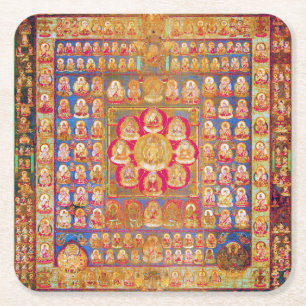 Mandala Cosmic Diagram for Meditation Square Paper Coaster