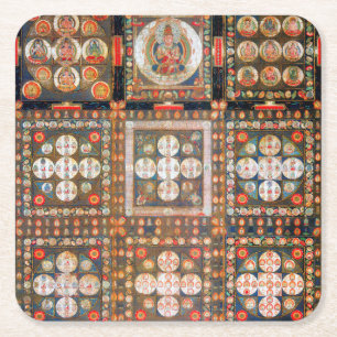 Mandala Cosmic Diagram for Meditation Square Paper Coaster