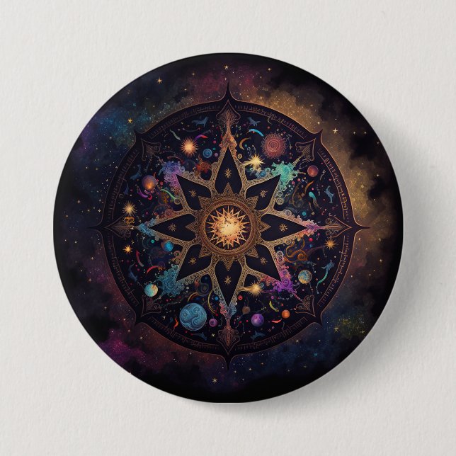 Mandala Cosmic Visionary Art Button (Front)