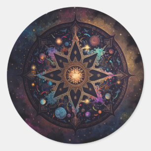 Mandala Cosmic Visionary Art Classic Round Sticker