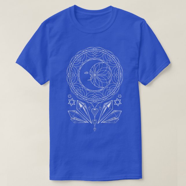 Mandala Crescent Moon Witchcraft Crystals Pagan Oc T-Shirt (Design Front)