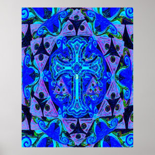 Mandala Cross by Amelia Carrie Poster