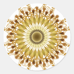 Mandala Damask Lotus Flower Art Classic Round Sticker