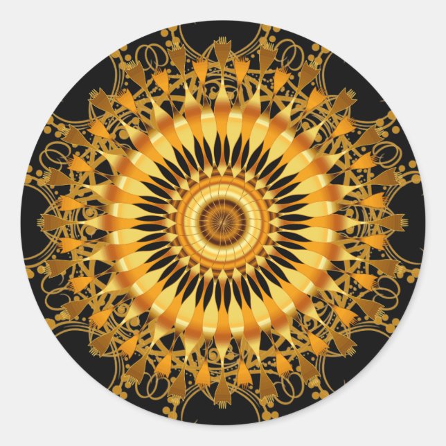 Mandala Damask Lotus Flower Art Classic Round Sticker (Front)