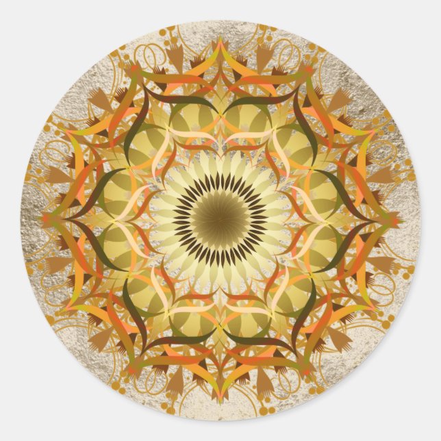 Mandala Damask Lotus Flower Art Elegant Classic Round Sticker (Front)