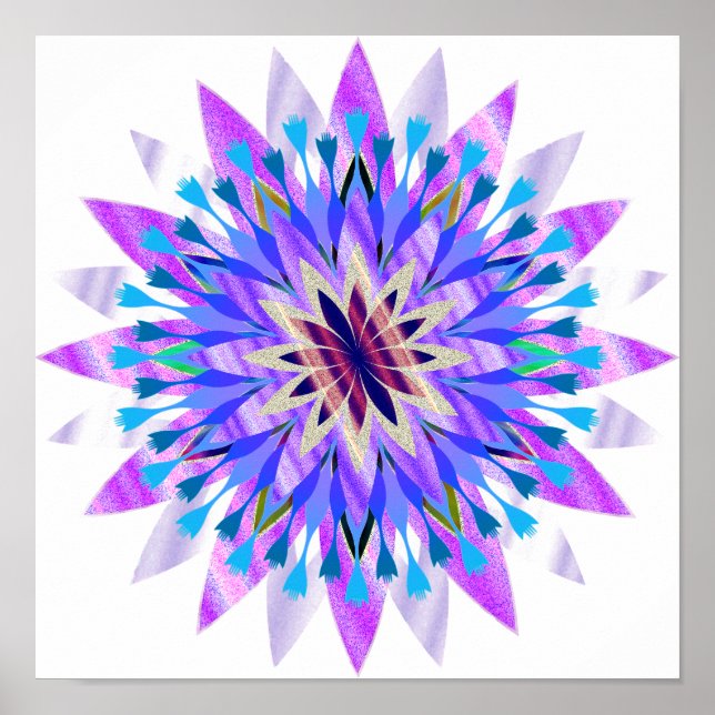 Mandala Damask Lotus Flower Art Elegant Poster (Front)