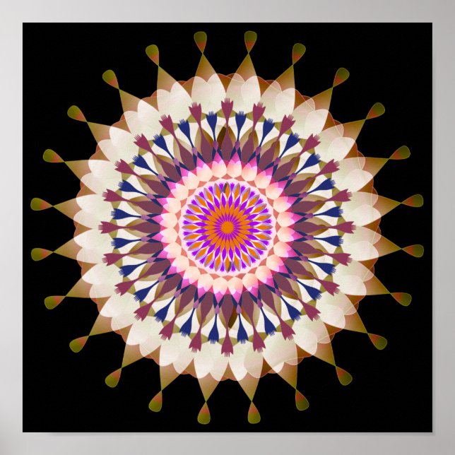 Mandala Damask Lotus Flower Art Elegant Poster (Front)