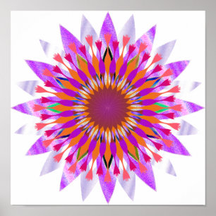 Mandala Damask Lotus Flower Art Elegant Poster