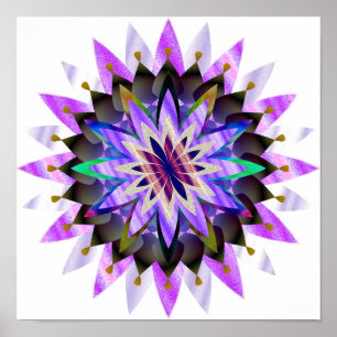 Mandala Damask Lotus Flower Art Elegant Poster