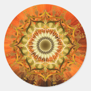 Mandala Damask Lotus Flower Art Sunshine Classic Round Sticker