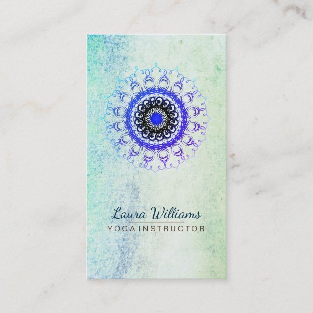 Mandala Damask Lotus Flower Meditation Holistic Business Card (Front)