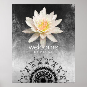 Mandala Damask Lotus Welcome Yoga Meditation Poster