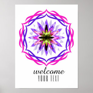 Mandala Damask Welcome Lotus Flower Art Elegant Poster