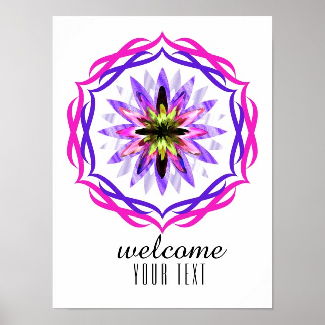 Mandala Damask Welcome Lotus Flower Art Elegant Poster (Front)