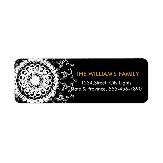 Mandala Damask Yoga Meditation  Return Labels (Front)