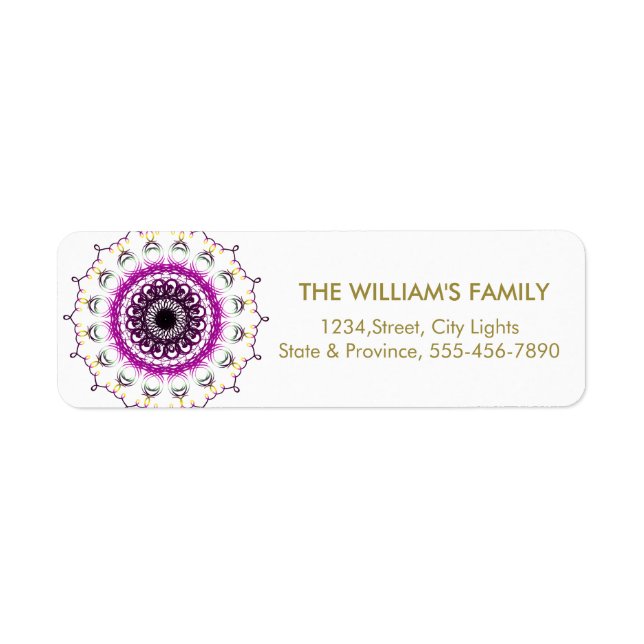 Mandala Damask Yoga Meditation  Return Labels (Front)