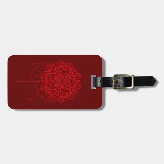 Mandala design burgundy Indian Luggage Tag (Front Horizontal)