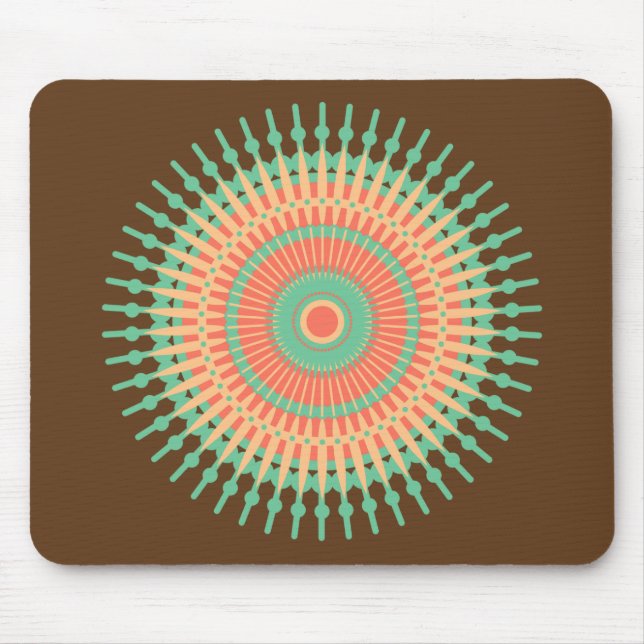 Mandala design green, orange Indian Mouse Pad (Front)