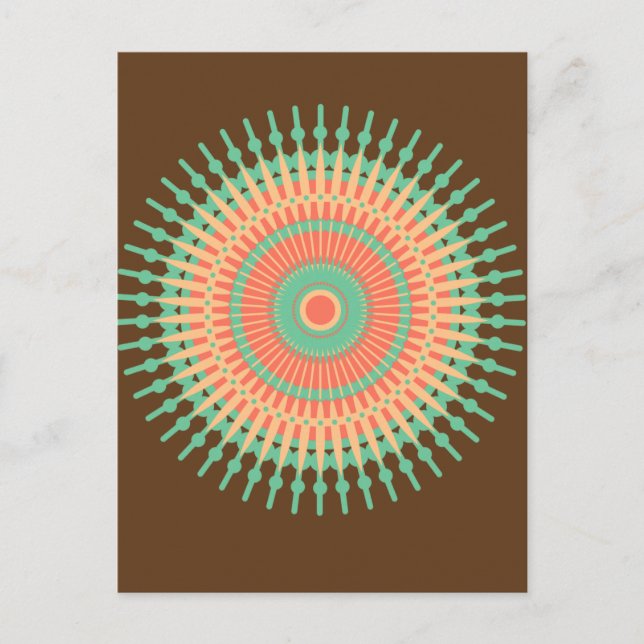 Mandala design green, orange Indian Postcard (Front)