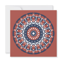 Mandala Design in red and blue colours invitation