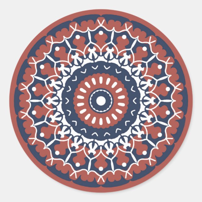 Mandala Design in red and blue colours sticker (Front)