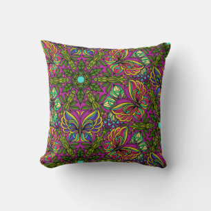Mandala design in rich jewel tones cushion