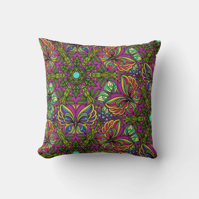 Mandala design in rich jewel tones cushion (Front)