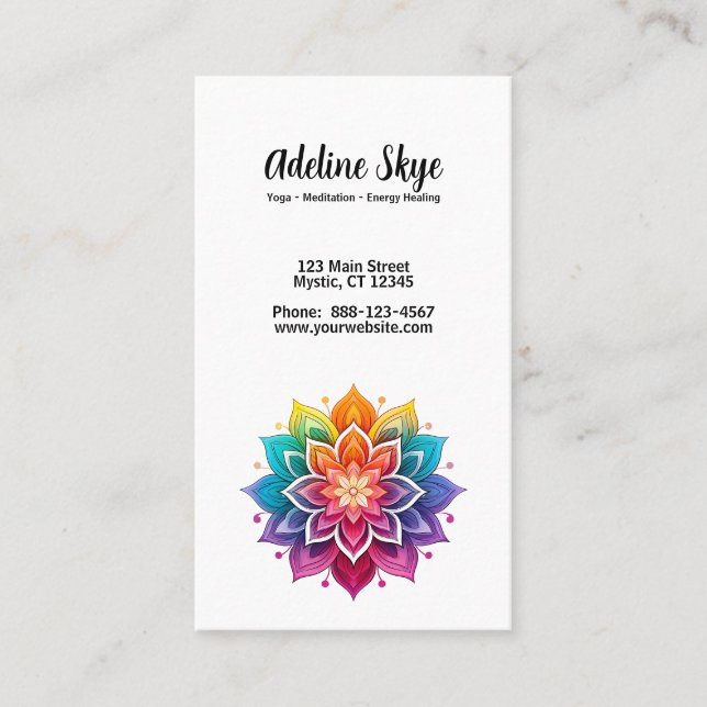 mandala design in vibrant colours business card (Front)